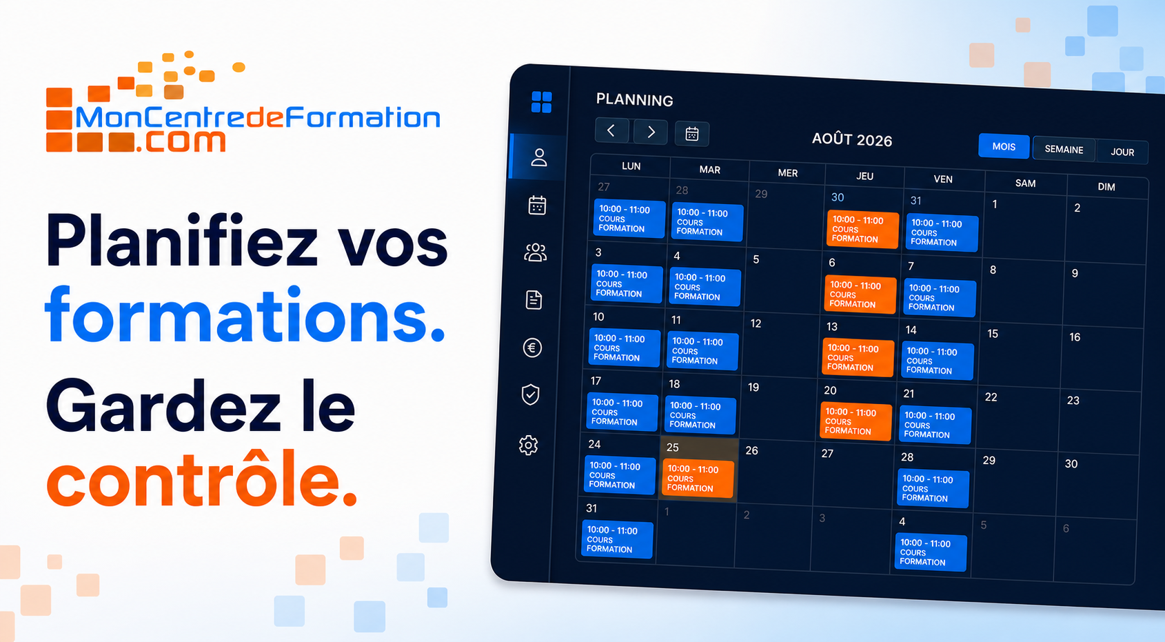 Logiciel cloud de gestion de centre de formation MonCentreDeFormation avec planning intégré